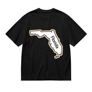 Florida Graphic Tee - Black with Cream & White Map